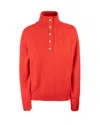 Apc Thea Cable-knit Button Sweater In Red