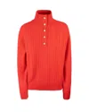 Apc Thea Cable-knit Button Sweater In Red