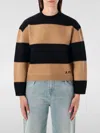 Apc Coarse Stripe Knit Sweater With Crew Neck In Black
