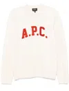 Apc Merino Wool Sweater With Varsity Logo In Aad Ecru