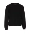 Apc Black Crewneck Sweater With A.p.c. Embroidery In Black