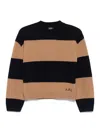 Apc A.p.c. Penny Knitted Stripped Jumper In Dark Blue
