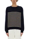 Apc A.p.c. Mattew Striped Crewneck Knitted Sweatshirt In Blue