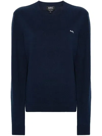 Apc Logo-embroidered Jumper In Blue