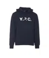 Apc A.p.c. Milo Hoodie With Flocked Logo Print In Blue