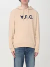 Apc Logo Printed Drawstring Hoodie In Beige