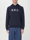 Apc A.p.c. Milo Hoodie With Flocked Logo Print In Blue