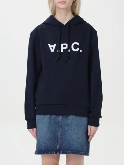 APC SWEATSHIRT A. P.C. WOMAN COLOR BLUE,F75889009