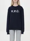 Apc A.p.c. Sweatshirt Crew-neck Logo Print In Navy