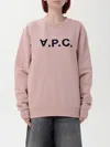 Apc A.p.c. Sweatshirt Crew-neck Logo Print Clothing In Pink