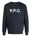 Apc A.p.c. Cotton Sweatshirt With Bold Logo Design And Comfortable Fit In Blue