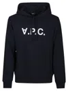 Apc A.p.c. Milo Hoodie With Flocked Logo Print In Blue