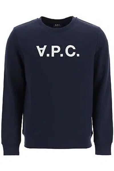 Pre-owned Apc A.p.c. Sweatshirt Logo V.p.c. Flock Cofaxh27378 Blu Sz.s Iak In Blue