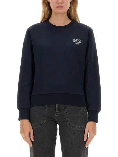 Apc A.p.c. Sweatshirt With Logo In Blue