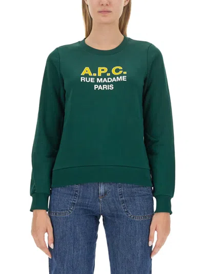 Apc A.p.c. Sweatshirt With Logo In Brown