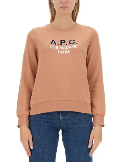 Apc A.p.c. Sweatshirt With Logo In Brown