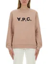 Apc A.p.c. Sweatshirt Crew-neck Logo Print Clothing In Pink