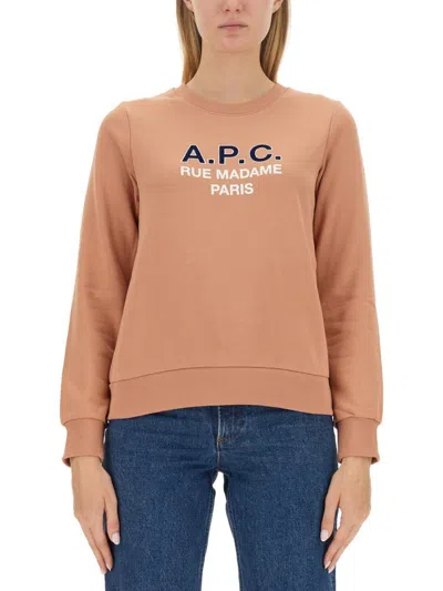 Apc A.p.c. Sweatshirt With Logo In Pink