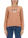 Apc Madame Logo-print Cotton Sweatshirt In Pink