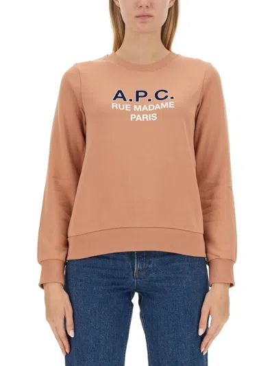 A.p.c. Logo-embroidered Cotton Sweatshirt In Pink