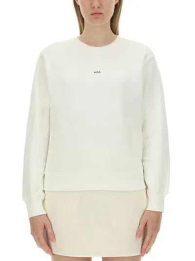 Apc A.p.c. Sweatshirt With Micro Logo Print In White