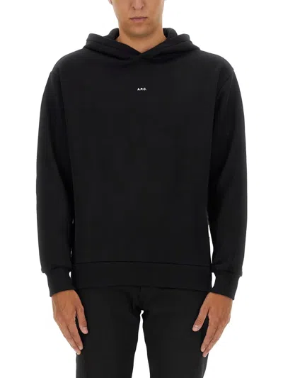 Apc A.p.c. Black Cotton Sweatshirt In Black White