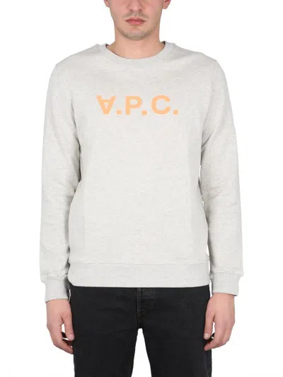 Apc A.p.c. Logo Printed Crewneck Sweatshirt In Grey