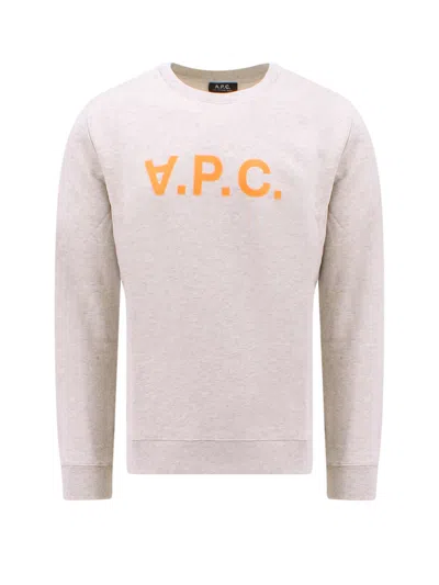 Apc Sweatshirt In Ecru Chine Orange