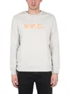 Apc A.p.c. Sweatshirt With V.p.c Logo In Tav Ecru Chine Orange