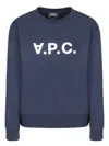 Apc Round Neck Sweatshirt With Printed Logo Blue