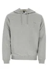 Apc Cotton Drawstring Hood Sweatshirt With Ribbed Cuffs In Grey
