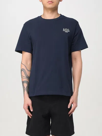 APC T-SHIRT A. P.C. MEN COLOR BLUE,424018009