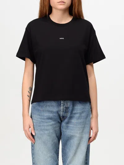 APC T-SHIRT A. P.C. WOMAN COLOR BLACK,F81203002