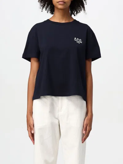 Apc T-shirt A.p.c. Woman Color Blue In Blau