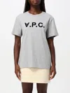 Apc Logo Print Cotton Jersey T-shirt In Grau