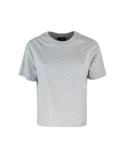 Apc T-shirt Boxy Micro Logo Grigia In Gris Chine / Rose