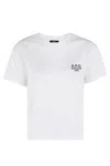 Apc A.p.c. Logo Embroidered Crewneck T-shirt In Tae White Dark Navy