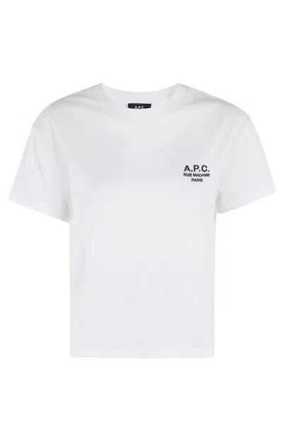 Apc A.p.c. Logo Embroidered Crewneck T-shirt In White