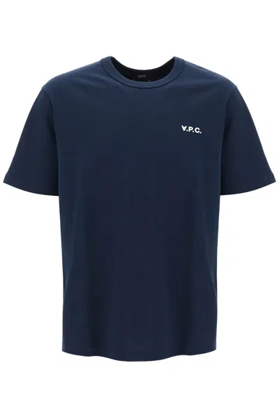 Apc T Shirt Con Logo Floccato In Blue