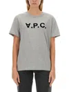 Apc Logo Print Cotton Jersey T-shirt In Grey