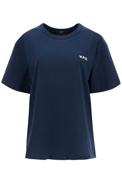 Apc T-shirt In Cotone Biologico Blu Scuro Con Logo Ricamato In Blue