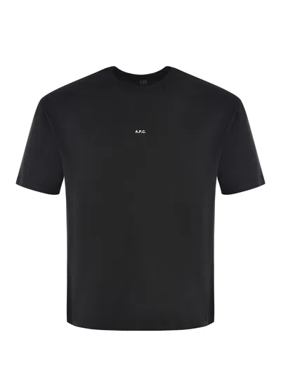 Apc A.p.c. Boxy Micro Logo Cotton Crew-neck T-shirt In Black