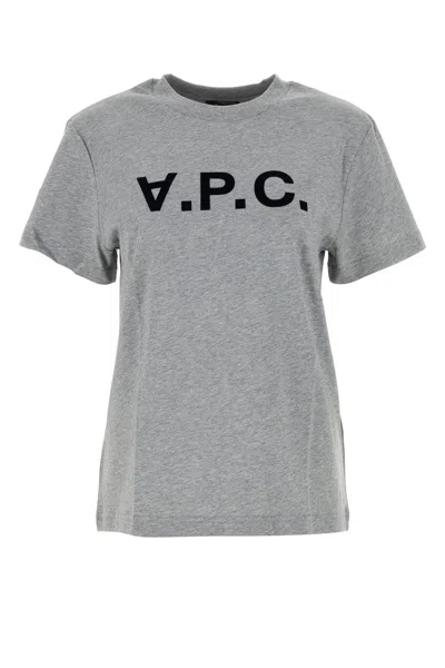 APC A.P.C. MELANGE GREY COTTON T-SHIRT