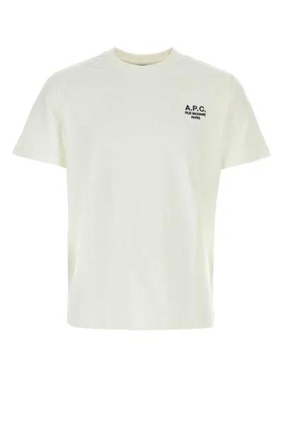 Apc A.p.c. Men White Cotton T-shirt In Brown