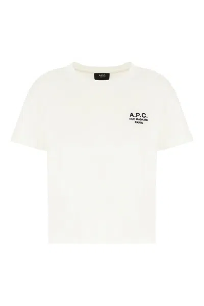 Apc A.p.c. Logo Embroidered Crewneck T-shirt In White