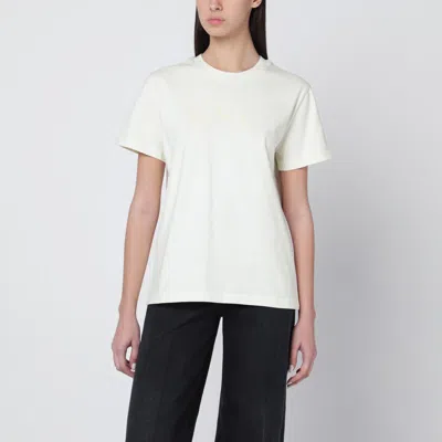 A.p.c. T-shirt With Crew Neck In Ecru With Logo Women In White