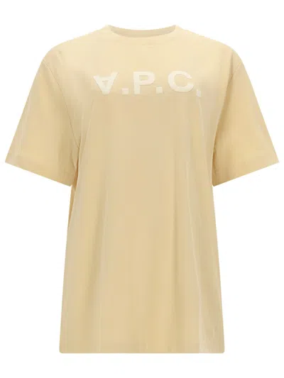A.p.c. T Shirt With Logo In Nude