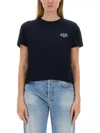Apc Logo-embroidered Cotton T-shirt In Tiq Dark Navy/ecru