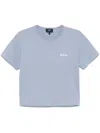 Apc A.p.c. Blue And Grey Crew Neck T Shirt In Bleu Gris/blanc