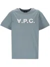 Apc Crew Neck T Shirt In Bleu Gris/blanc